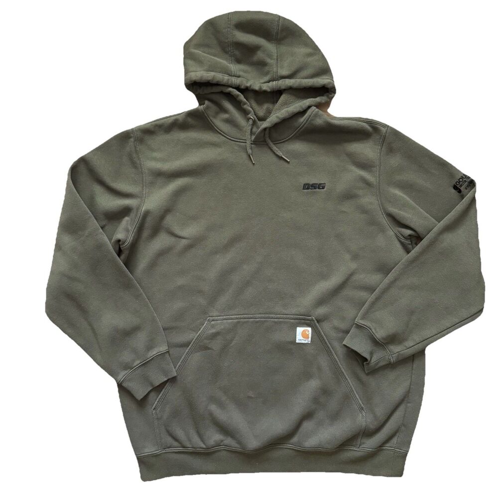 Carhartt Hoodie XL Loose Fit Green Workwear Sweatshirt DSG Logo USA